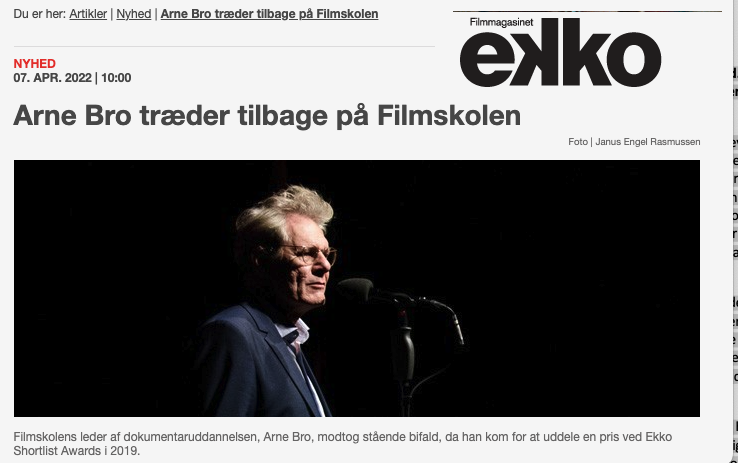 The filmmagazine EKKO has followed Arnes last days at The National Filmschool in different articles